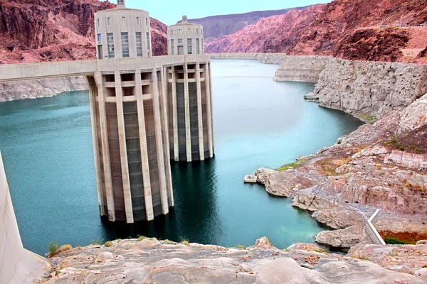 Arizona Inname Torens Uit Opkomst Van Lake Mead Hoover Dam — Stockfoto
