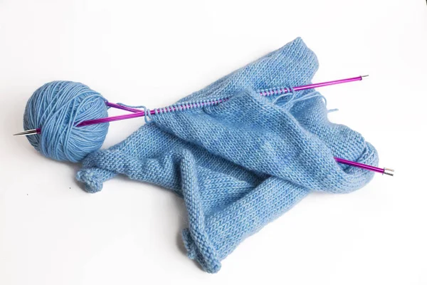 ウール 編み物 不織布作業のボール — ストック写真