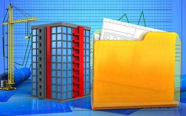 Vinç ve klasör ile bina 3D çizimi