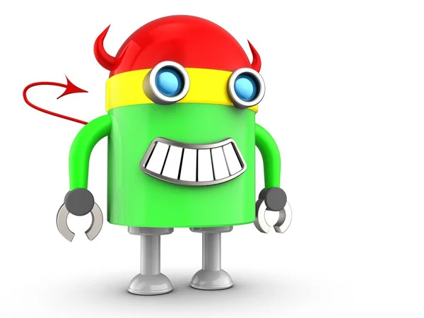 Illustration Devil Robot Horns Tail White Background — Stock Photo, Image