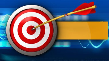 Mavi Dalgalar arka plan üzerinde ok ile hedef 3D çizimi