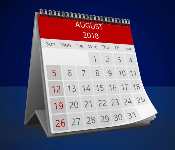Illustration Flip Page Calendar August 2018 Year Close — Stock Photo, Image