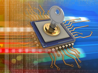anahtar kodu arka plan üzerinde bulunan elektronik kart 3D çizimi 