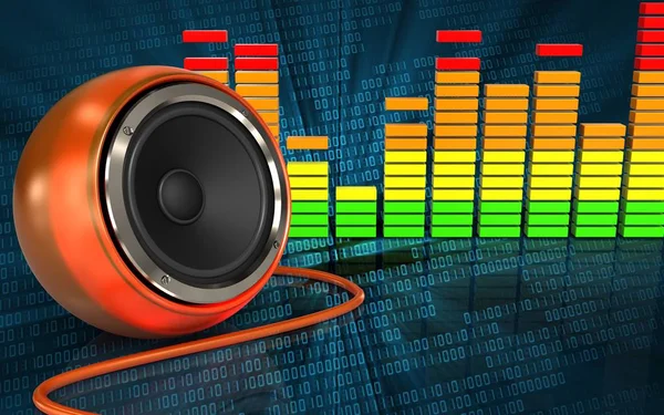 Illustration Orange Speaker Binary Digital Background — Stock Photo, Image