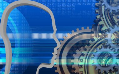 vites sistemi cyber arka plan üzerinde kafa dağılımı ile 3D çizimi  