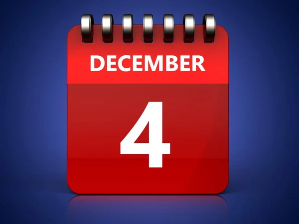 Απεικόνιση Της 4Ης Δεκεμβρίου Ημερολόγιο Μπλε Φόντο — Φωτογραφία Αρχείου