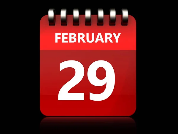 Illustratie Van Februari Kalender Zwarte Achtergrond — Stockfoto