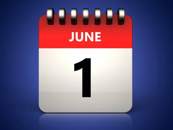 Ilustración Del Calendario Del Junio Sobre Fondo Azul —  Fotos de Stock
