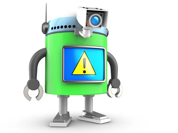 Illustration Robot Warning Sign Screen Isolated White Background — Stock Photo, Image