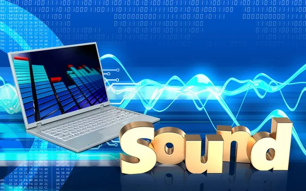 Illustration Laptop Computer Sound Sign Cyber Background — Stock Photo, Image