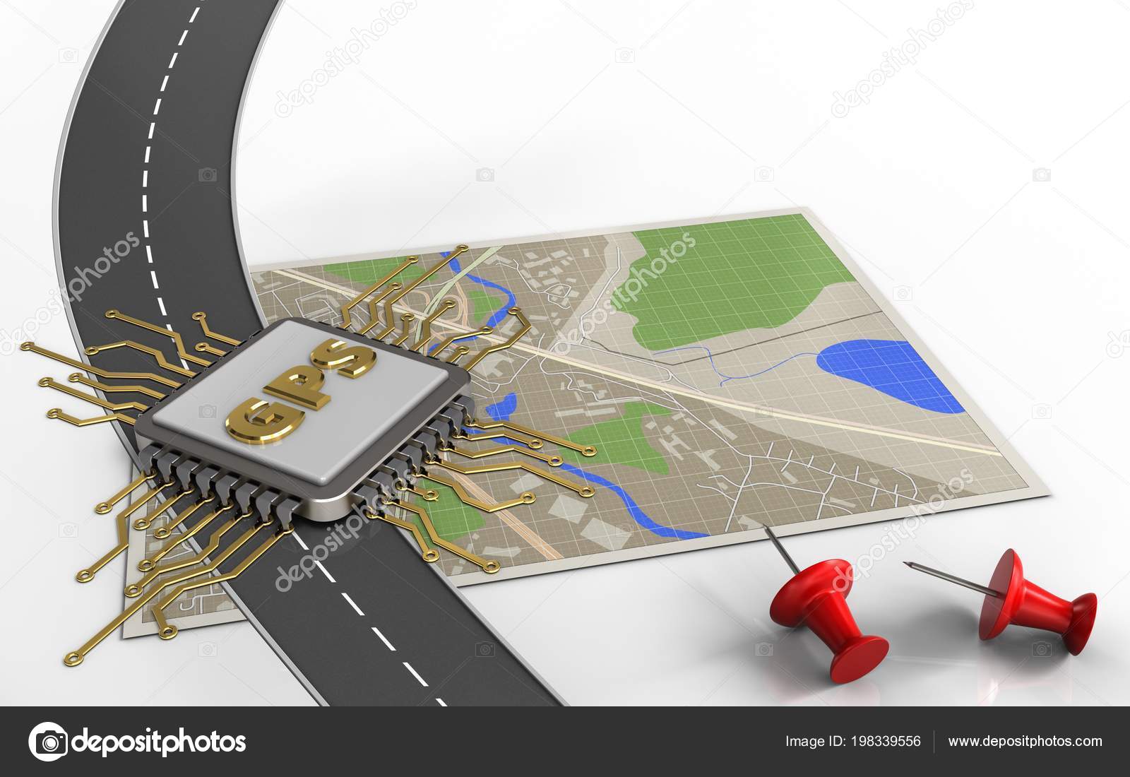 Map Gps Chip Red Pins — Stock Photo © mmaxer #198339556