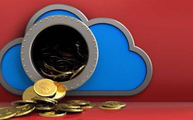 dolar paraları ile kırmızı arka plan bulut