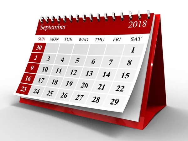 Blättern Kalender Über Weißem Hintergrund September Stockbild