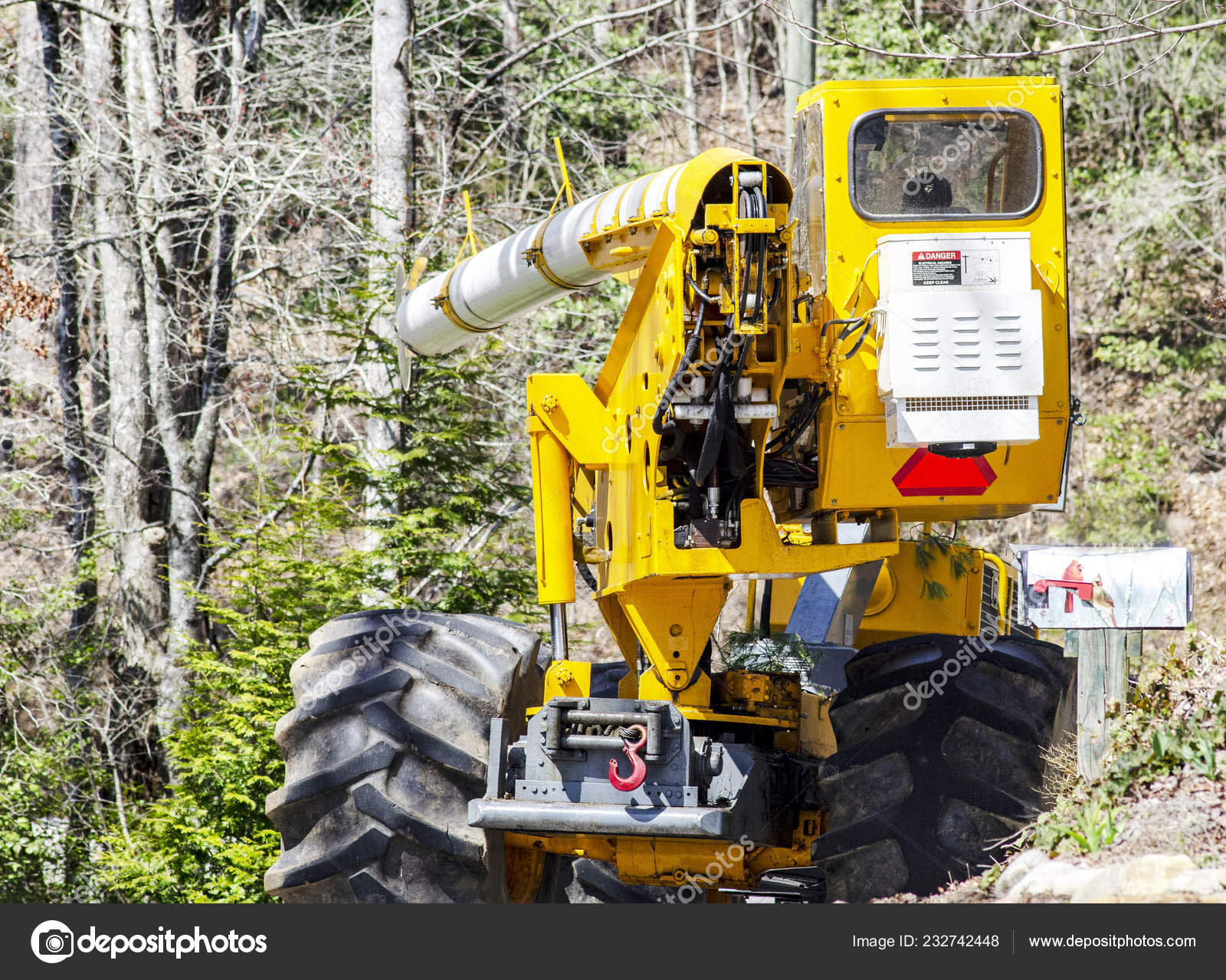heavy equipment operator cutting trees roadside make driving heavy machinery operator