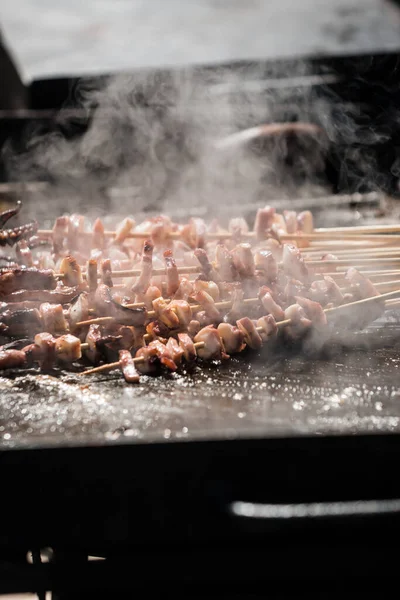 Brochette Cooking Close View — Stock Photo, Image