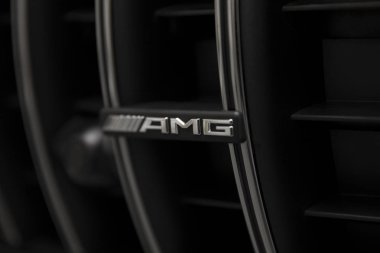 Belgrade, Sırbistan - 30 Nisan 2018: 2017 detayını Mercedes-Amg Gt C Coupe. AMG Gt C Coupe 2017 Detroit Otomobil Fuarı'nda açıldı.