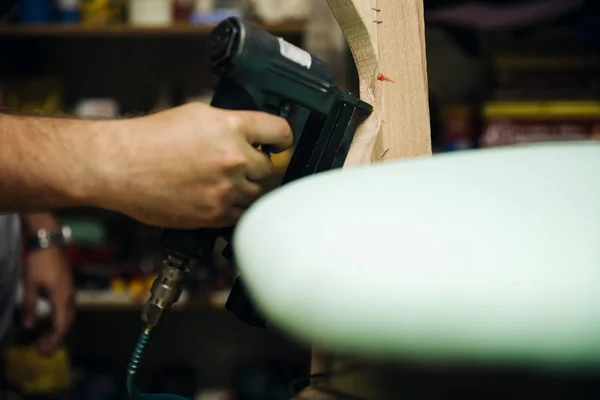 Stoel Herstellen Bekleding Workshop Bekijken — Stockfoto