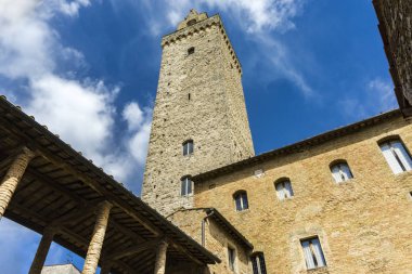San Gimignano Toskana, İtalya, eski taş kuleleri, görüntüleme