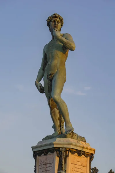 Zobacz Posągu Dawida Michała Anioła Piazza Michelangelo Florencja Włochy — Zdjęcie stockowe
