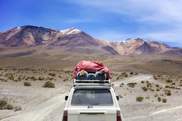 Terrain Vehicle Dali Desert Eduardo Avaroa Andean Fauna National Reserve Royalty Free Stock Photos