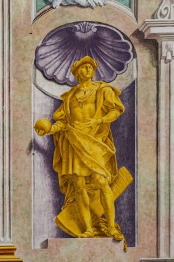 Genoa, İtalya - 9 Mart 2018: Palazzo San Giorgio Cenova, İtalya. Saray 1260 inşa edilmiştir ve cephe yüzyıl sonlarında 19 refrescoed