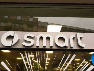 Zürih, İsviçre - 16 Mayıs 2018: Akıllı araç salon Zürih, İsviçre detay. Bir Alman Otomotiv marque akıllı ve bölünme Daimler AG'nin 1994 tarihinde kurulan.