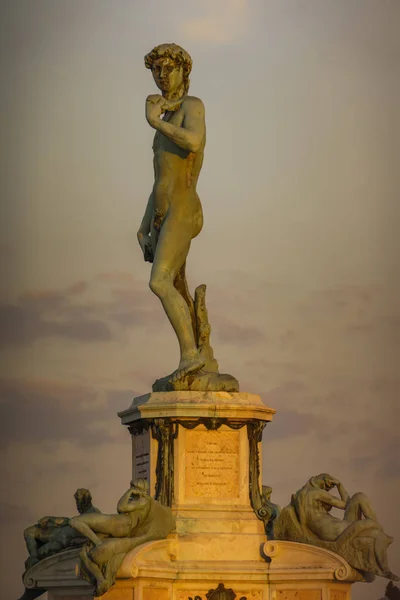 View at statue of David by Michelangelo at Piazza Michelangelo in Florence, Italy