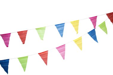 Doğum günü partisi dekorasyon izole üzerinde beyaz arka plan bayrak