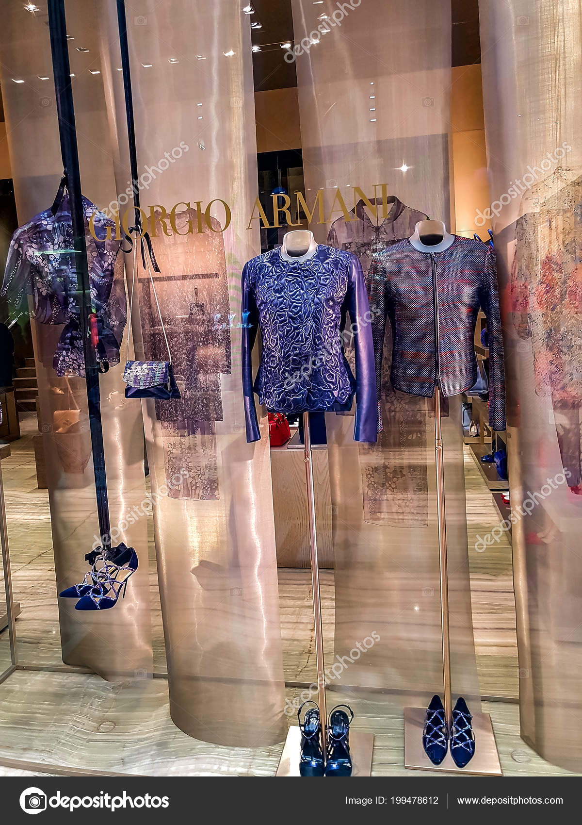 Milan Italy April 2017 Detail Armani Store Milan Italy Giorgio