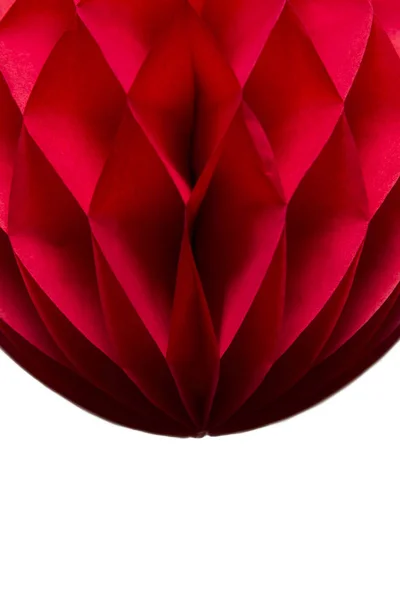 Röd Honeycomb Pom Pom Papper Boll Dekoration Isolerad Vit Bakgrund — Stockfoto