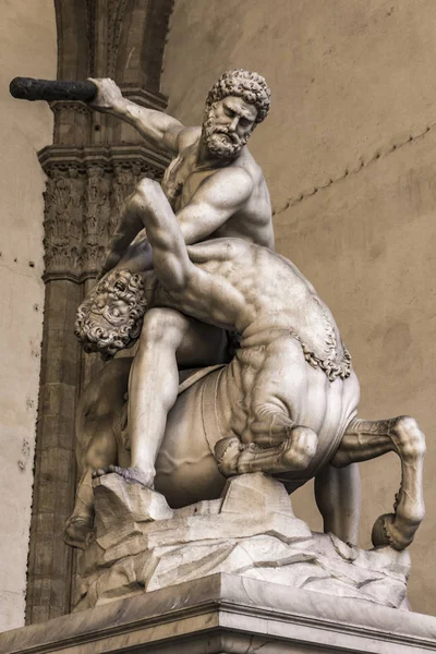 Standbeeld Hercules Nessus Gemaakt 1599 Loggia Dei Lanzi Florence Italië — Stockfoto