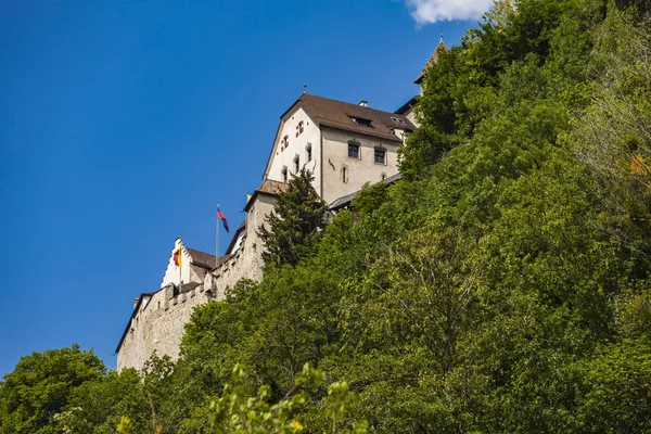 距离看法在瓦杜兹城堡在列支敦士登 — 图库照片