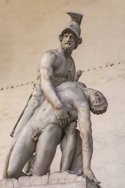 Roma heykel Patroclus gövdesini Loggia dei Lanzi Floransa, İtalya destekleyen Menelaus geri