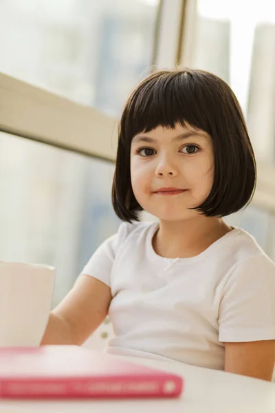 Portrait Black Hair Little Girl — Stock Photo, Image