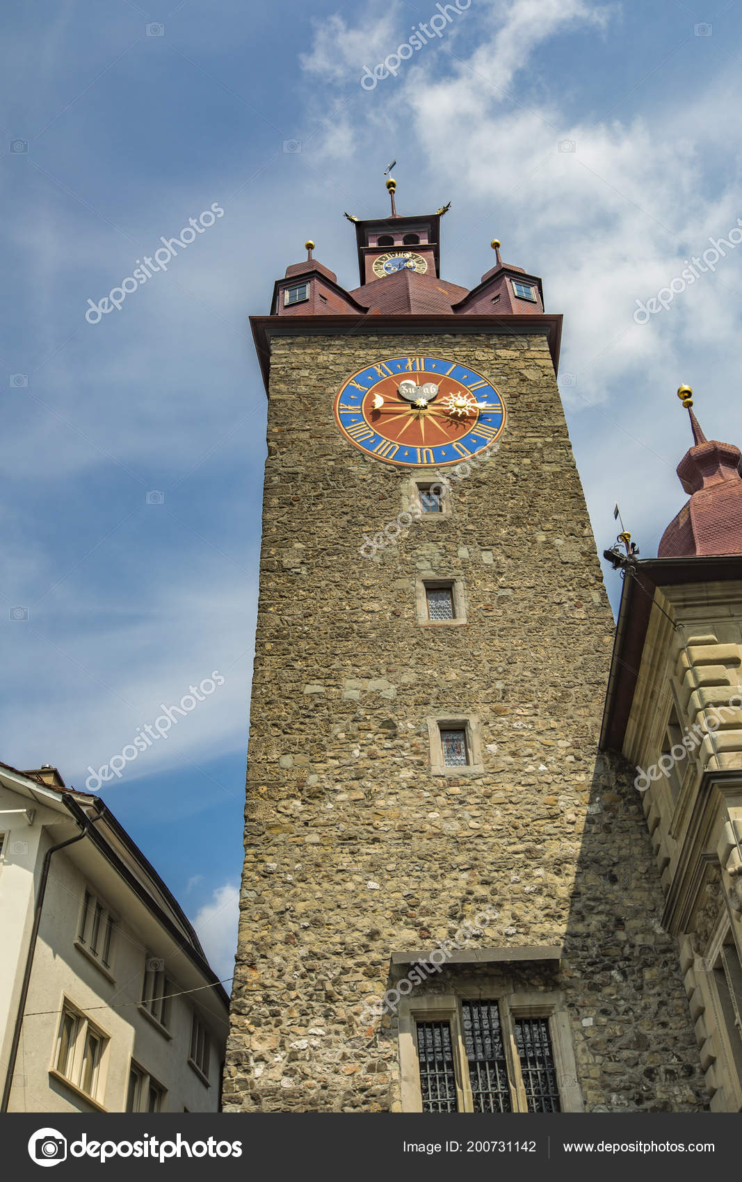 View Rathaus Clock Tower Lucerne Switzerland Stock Photo by ©boggy22