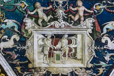 Siena, İtalya - 8 Nisan 2016: İç Siena Katedrali'nin İtalya. Siena Katedrali'nin Meryem Varsayım için adanmış.