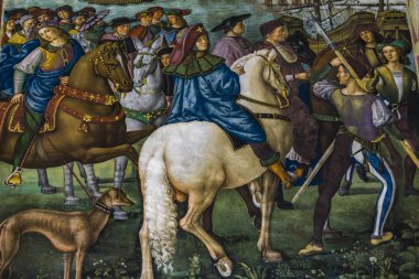 Siena, İtalya - 8 Nisan 2016: İç Siena Katedrali'nin İtalya. Siena Katedrali'nin Meryem Varsayım için adanmış.