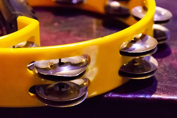 Closeup Detail Tambourine Percussion Instrument — Stock Photo, Image