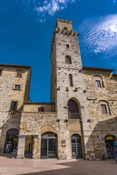 San Gimignano Italien April 2018 Unbekannte Auf Der Piazza Della — Stockfoto