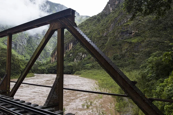 Närbild Bron Urubambafloden Peru Sydamerika — Stockfoto