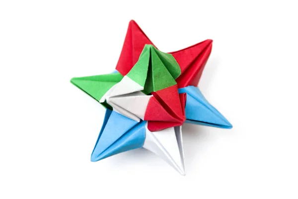 Star Shape Made Colorful Ribbons Isolated White Background — Stock Photo, Image