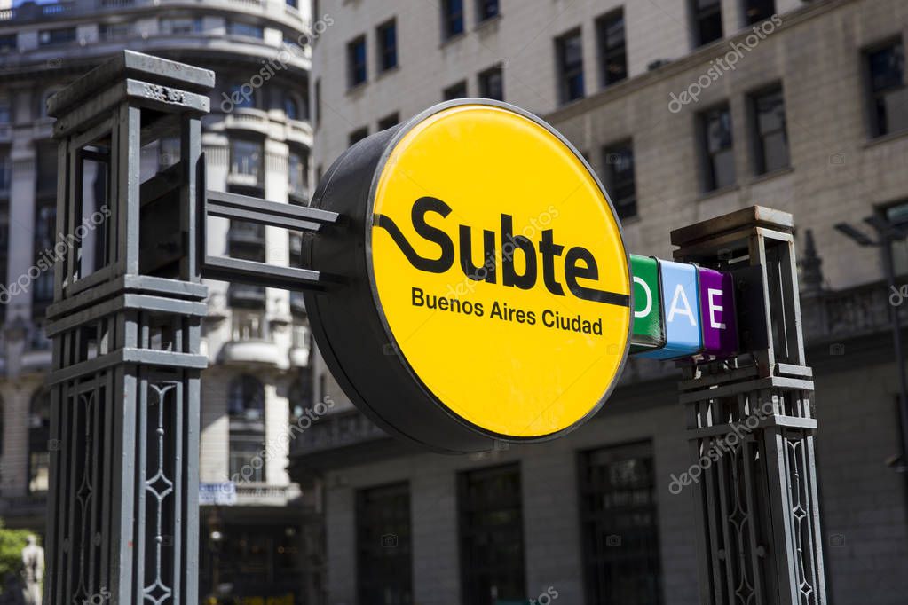 BUENOS AIRES, ARGENTINA - JANUARY 20, 2018: Buenos Aires Underground in Argentina. It is an 6 lines transit metro system which began operation in 1913.