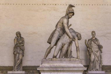 Roma heykel Patroclus gövdesini Loggia dei Lanzi Floransa, İtalya destekleyen Menelaus geri