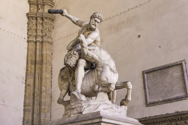 Estátua Hércules Nessus Feita 1599 Loggia Dei Lanzi Florença Itália — Fotografia de Stock