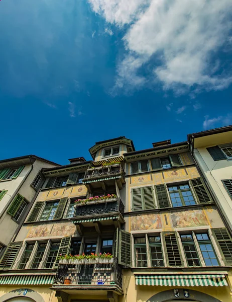 Vista Casas Tradicionales Rapperswil Suiza —  Fotos de Stock