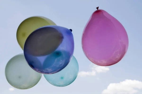 Massor Färgglada Ballonger Flyga Himlen — Stockfoto