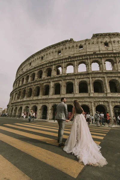Happy Bride Groom Rome Italy — Stock Photo, Image