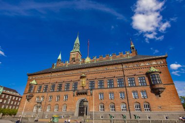 Copenhagen, Danimarka - 15 Haziran 2018: Görünüm, Danimarka Kopenhag Belediye Binası. Bu bina Copenhagen Belediye Meclisi merkezi olup.
