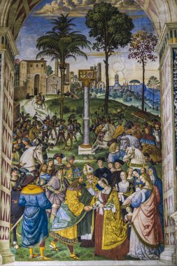 Siena, İtalya - 8 Nisan 2016: İç Siena Katedrali'nin İtalya. Siena Katedrali'nin Meryem Varsayım için adanmış.