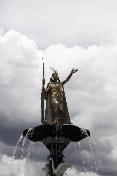 Cusco Peru Januar 2018 Statue Von Pachacuti Cusco Peru Pachacuti — Stockfoto